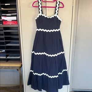 She and Sky Navy and White Maxi Dress